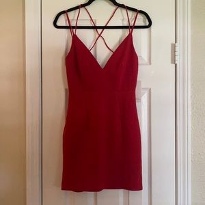 Red strappy back, mini dress